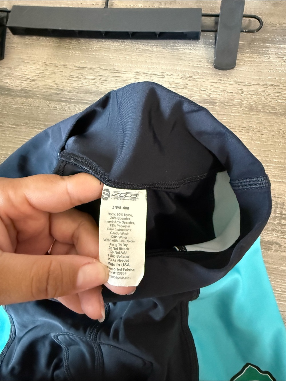 Zoca Black & Aqua Wave Bike Cycling/Compression Shorts Padded Shorts - Picture 5 of 5